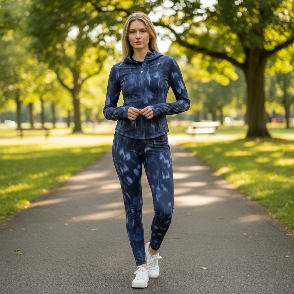 Member's Mark Zen Active Jacket & High-Rise Legging Set Blue Serene Floral S